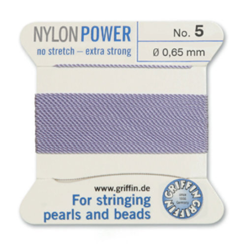 No 5 - 0.65mm - Lilac Carded Bead Cord Nylon Power