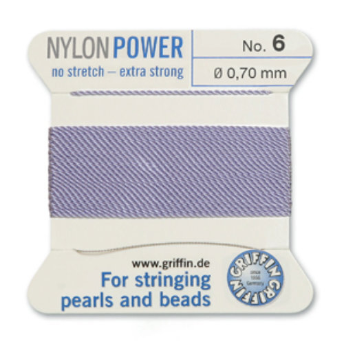 No 6 - 0.70mm - Lilac Carded Bead Cord Nylon Power