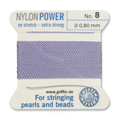 No 8 - 0.80mm - Lilac Carded Bead Cord Nylon Power