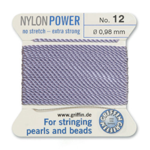 No 12 - 0.98mm - Lilac Carded Bead Cord Nylon Power
