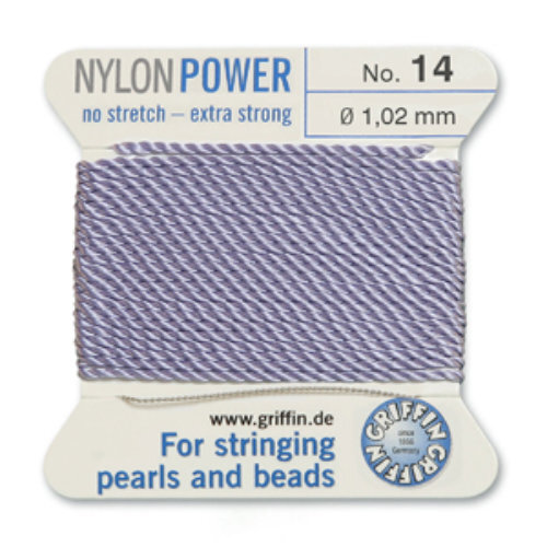 No 14 - 1.02mm - Lilac Carded Bead Cord Nylon Power