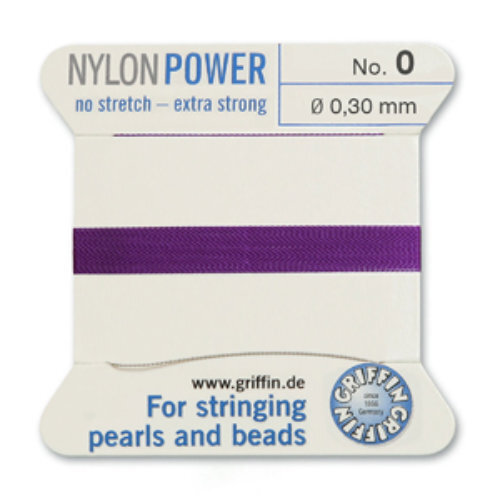No 0 - 0.30mm - Amethyst Carded Bead Cord Nylon Power
