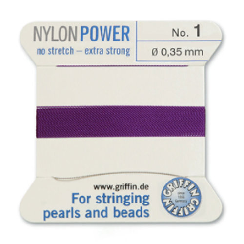 No 1 - 0.35mm - Amethyst Carded Bead Cord Nylon Power