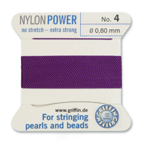 No 4 - 0.60mm - Amethyst Carded Bead Cord Nylon Power