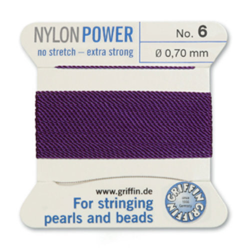 No 6 - 0.70mm - Amethyst Carded Bead Cord Nylon Power