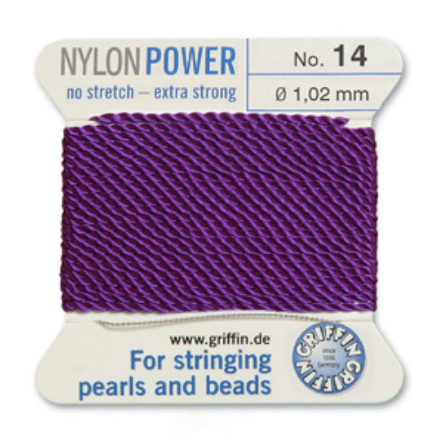 No 14 - 1.02mm - Amethyst Carded Bead Cord Nylon Power