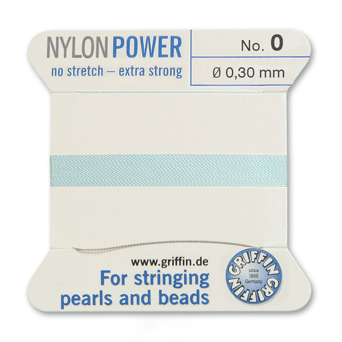 No 0 - 0.30mm - Turquoise Carded Bead Cord Nylon Power