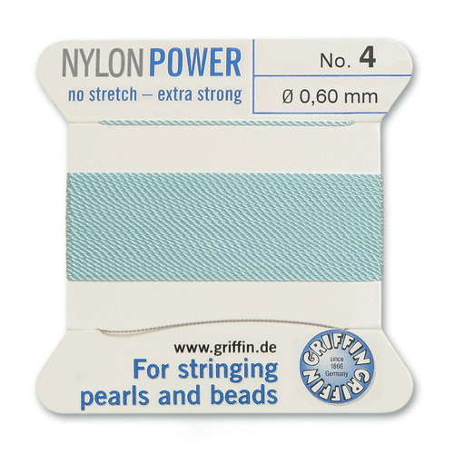 No 4 - 0.60mm - Turquoise Carded Bead Cord Nylon Power