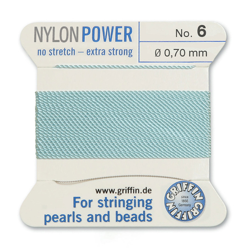 No 6 - 0.70mm - Turquoise Carded Bead Cord Nylon Power