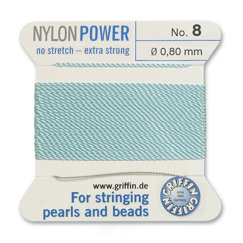 No 8 - 0.80mm - Turquoise Carded Bead Cord Nylon Power