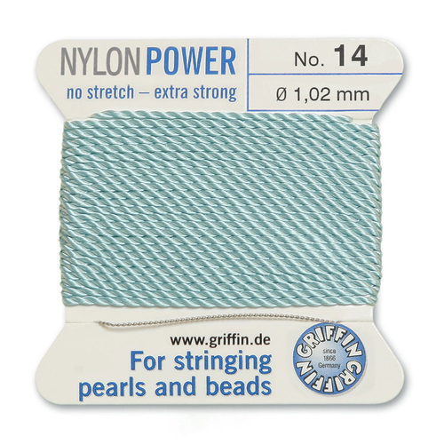 No 14 - 1.02mm - Turquoise Carded Bead Cord Nylon Power