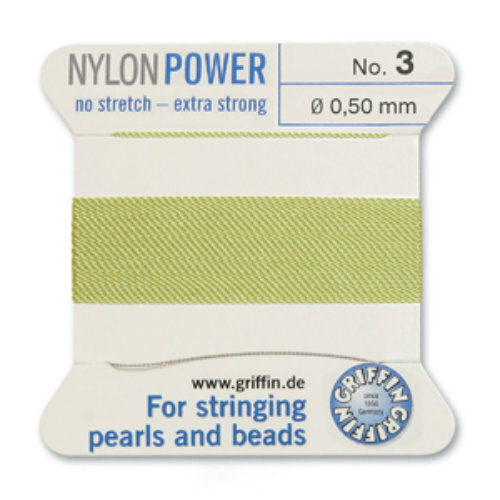 No 3 - 0.50mm - Jade Green Carded Bead Cord Nylon Power