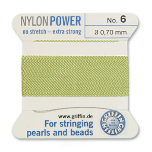 No 6 - 0.70mm - Jade Green Carded Bead Cord Nylon Power