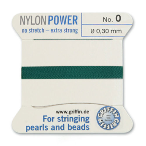 No 0 - 0.30mm - Green Carded Bead Cord Nylon Power
