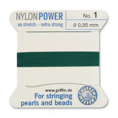 No 1 - 0.35mm - Green Carded Bead Cord Nylon Power