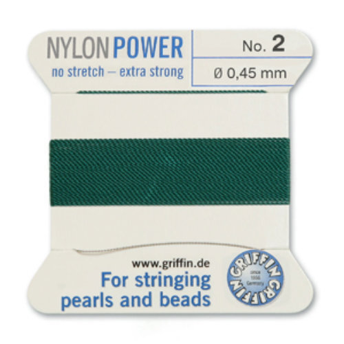 No 2 - 0.45mm - Green Carded Bead Cord Nylon Power