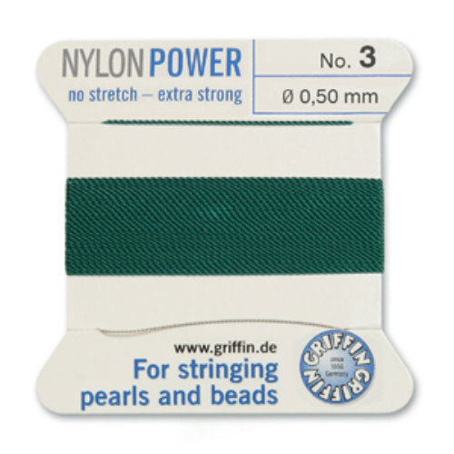 No 3 - 0.50mm - Green Carded Bead Cord Nylon Power