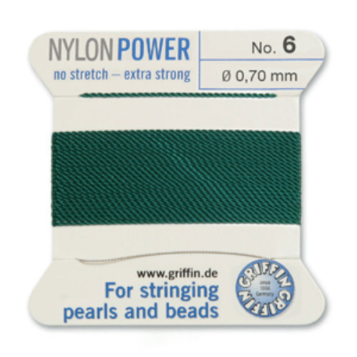 No 6 - 0.70mm - Green Carded Bead Cord Nylon Power