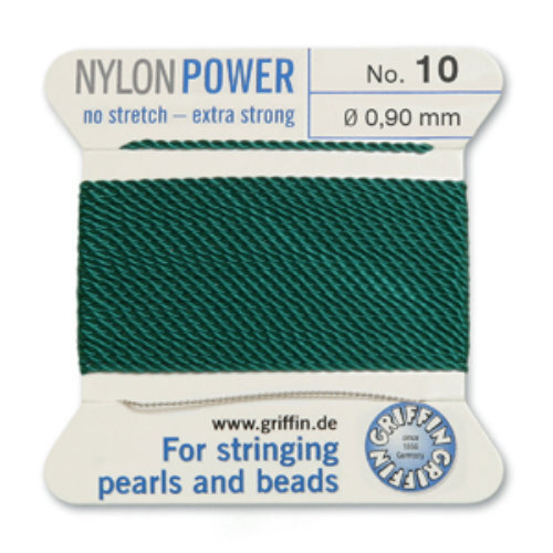 No 10 - 0.90mm - Green Carded Bead Cord Nylon Power