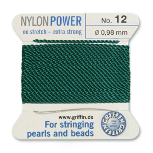 No 12 - 0.98mm - Green Carded Bead Cord Nylon Power