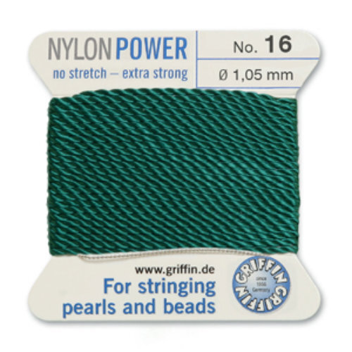 No 16 - 1.05mm - Green Carded Bead Cord Nylon Power