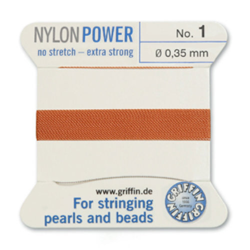 No 1 - 0.35mm - Cornelian Carded Bead Cord Nylon Power