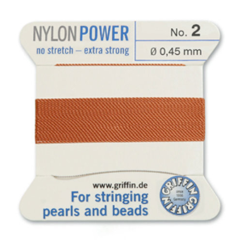 No 2 - 0.45mm - Cornelian Carded Bead Cord Nylon Power