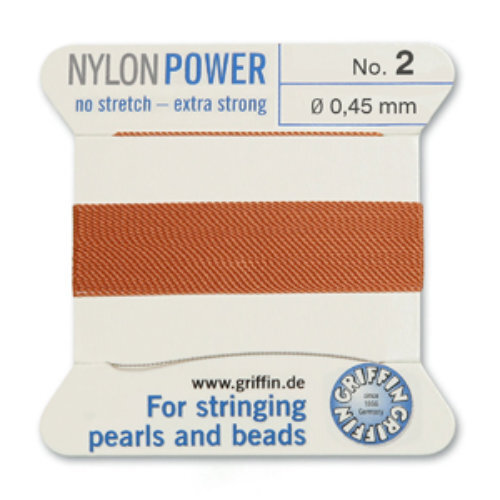No 2 - 0.45mm - Cornelian Carded Bead Cord Nylon Power