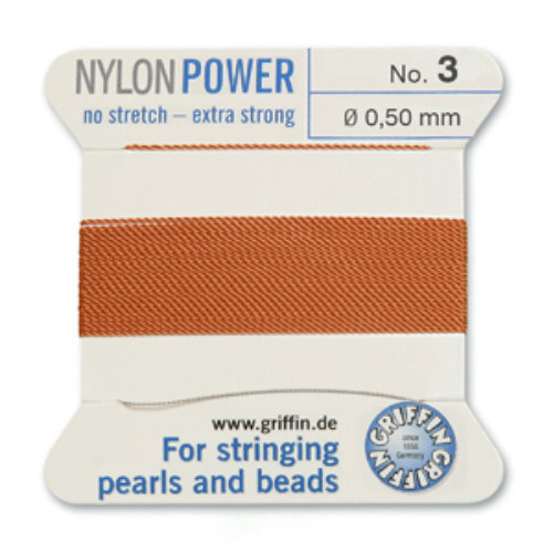 No 3 - 0.50mm - Cornelian Carded Bead Cord Nylon Power