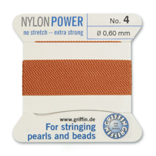 No 4 - 0.60mm - Cornelian Carded Bead Cord Nylon Power