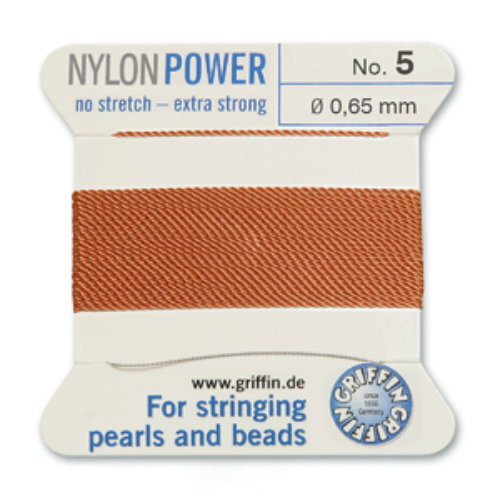 No 5 - 0.65mm - Cornelian Carded Bead Cord Nylon Power