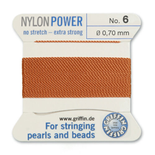 No 6 - 0.70mm - Cornelian Carded Bead Cord Nylon Power