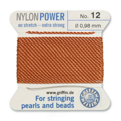 No 12 - 0.98mm - Cornelian Carded Bead Cord Nylon Power