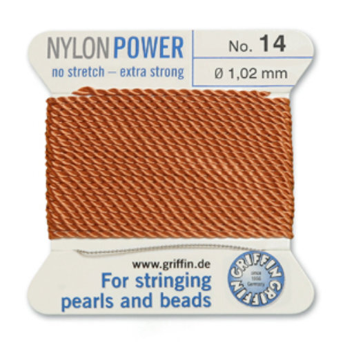 No 14 - 1.02mm - Cornelian Carded Bead Cord Nylon Power