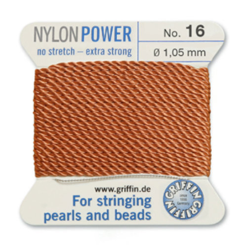 No 16 - 1.05mm - Cornelian Carded Bead Cord Nylon Power