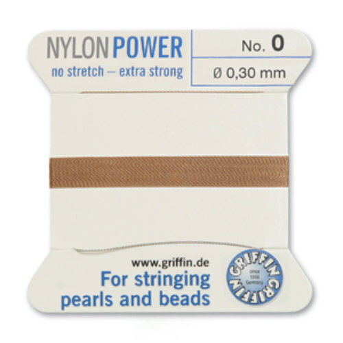 No 0 - 0.30mm - Beige Carded Bead Cord Nylon Power