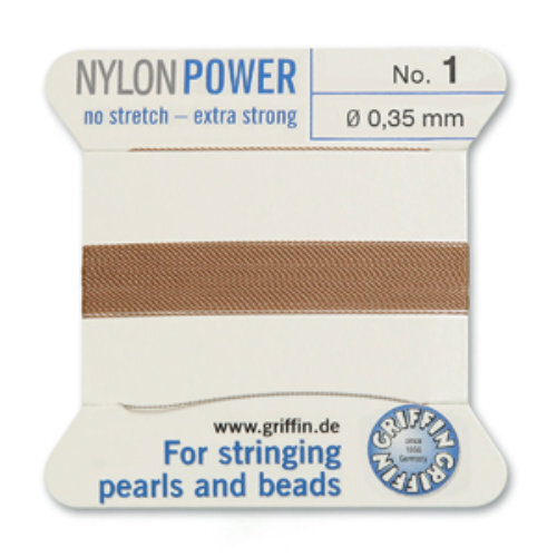 No 1 - 0.35mm - Beige Carded Bead Cord Nylon Power