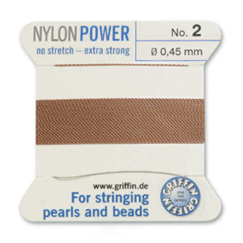 No 2 - 0.45mm - Beige Carded Bead Cord Nylon Power