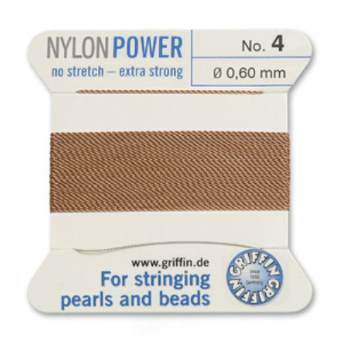 No 4 - 0.60mm - Beige Carded Bead Cord Nylon Power