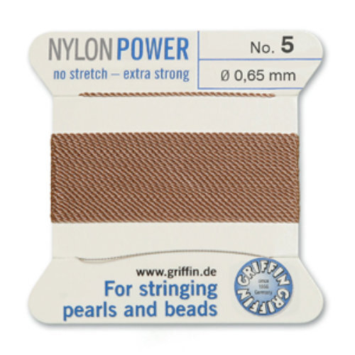 No 5 - 0.65mm - Beige Carded Bead Cord Nylon Power