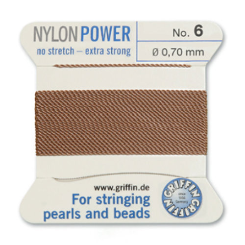 No 6 - 0.70mm - Beige Carded Bead Cord Nylon Power