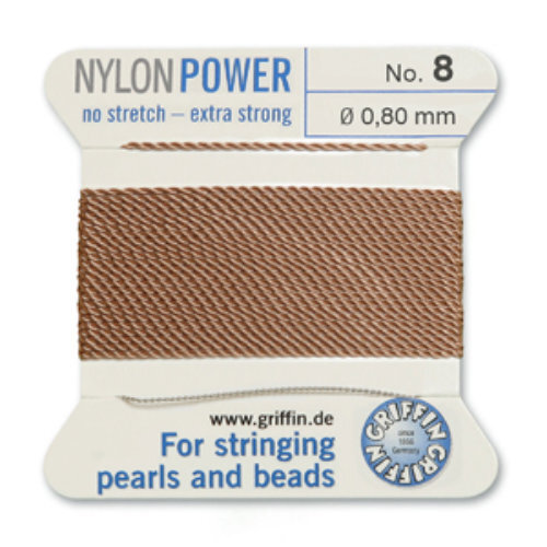 No 8 - 0.80mm - Beige Carded Bead Cord Nylon Power