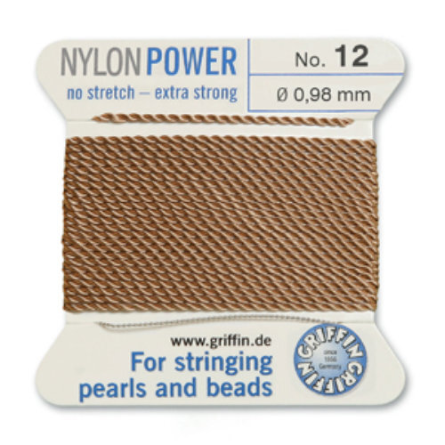 No 12 - 0.98mm - Beige Carded Bead Cord Nylon Power