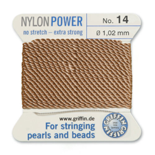 No 14 - 1.02mm - Beige Carded Bead Cord Nylon Power