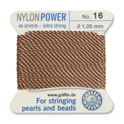 No 16 - 1.05mm - Beige Carded Bead Cord Nylon Power