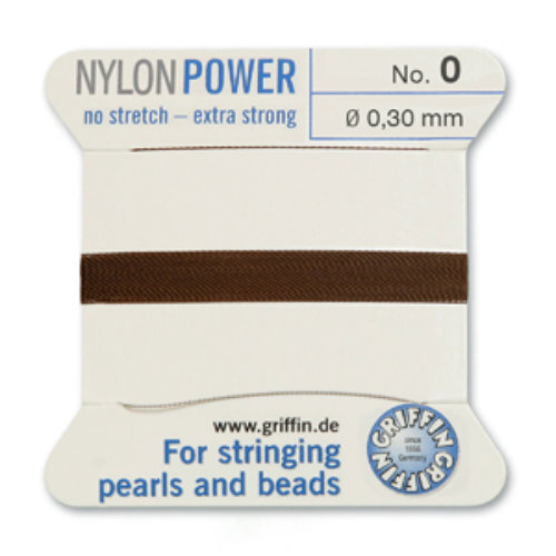 No 0 - 0.30mm - Brown Carded Bead Cord Nylon Power