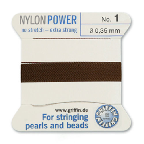 No 1 - 0.35mm - Brown Carded Bead Cord Nylon Power