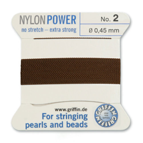 No 2 - 0.45mm - Brown Carded Bead Cord Nylon Power