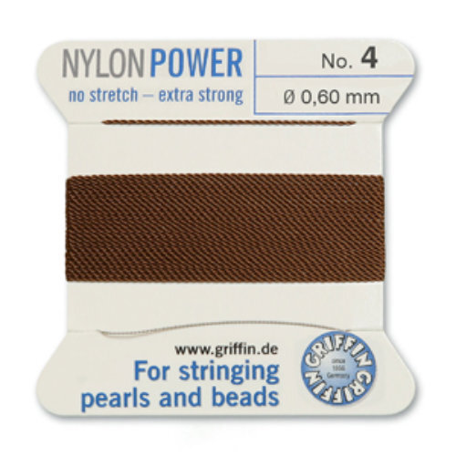No 4 - 0.60mm - Brown Carded Bead Cord Nylon Power