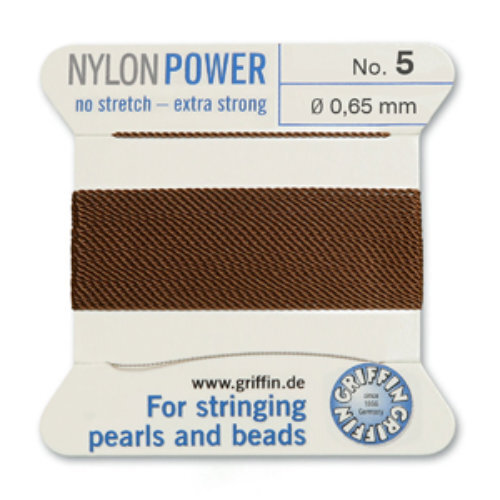 No 5 - 0.65mm - Brown Carded Bead Cord Nylon Power